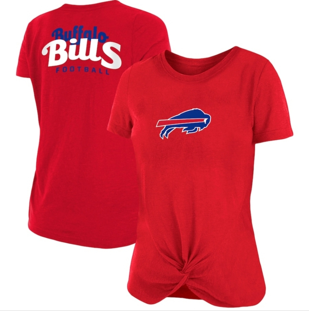 Women's New Era Red Buffalo Bills Slub T-Shirt with Front Twist Knot NWOT Size M